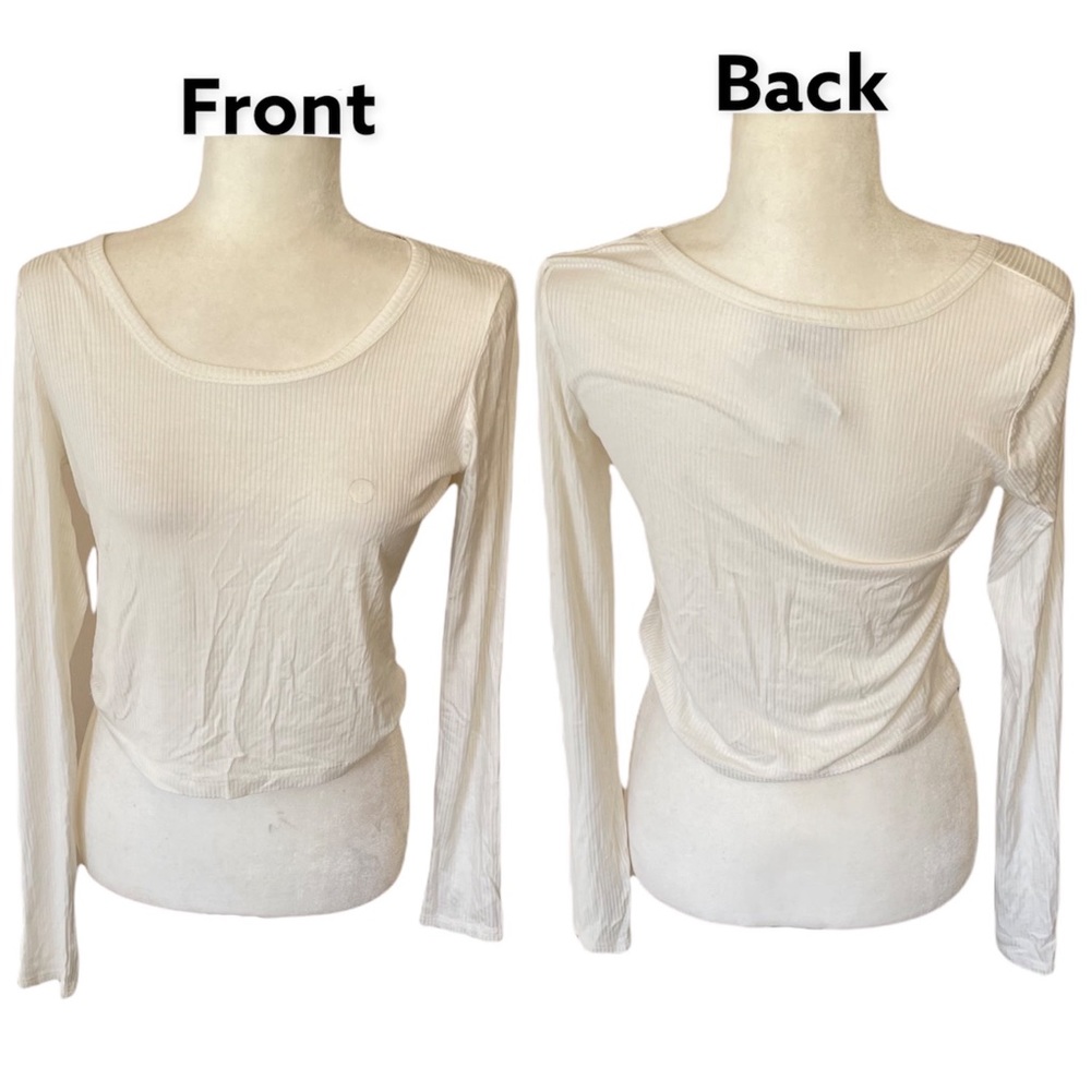Nollie Ribbed Crop Top Women’s JR size L White Long Sleeve